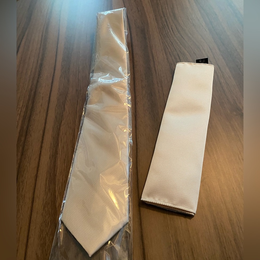 Elegant Gold Tie and Pocket Square Set